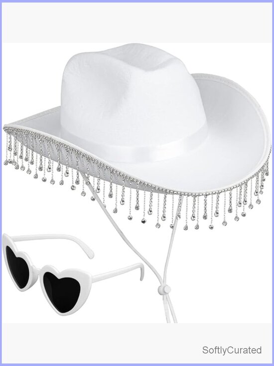 Rhinestone Cowgirl Hat with Fringe and Sunglasses main image 5